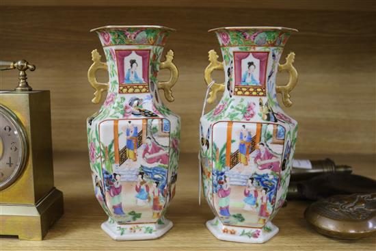 A pair of 19th century Cantonese vases height 22cm